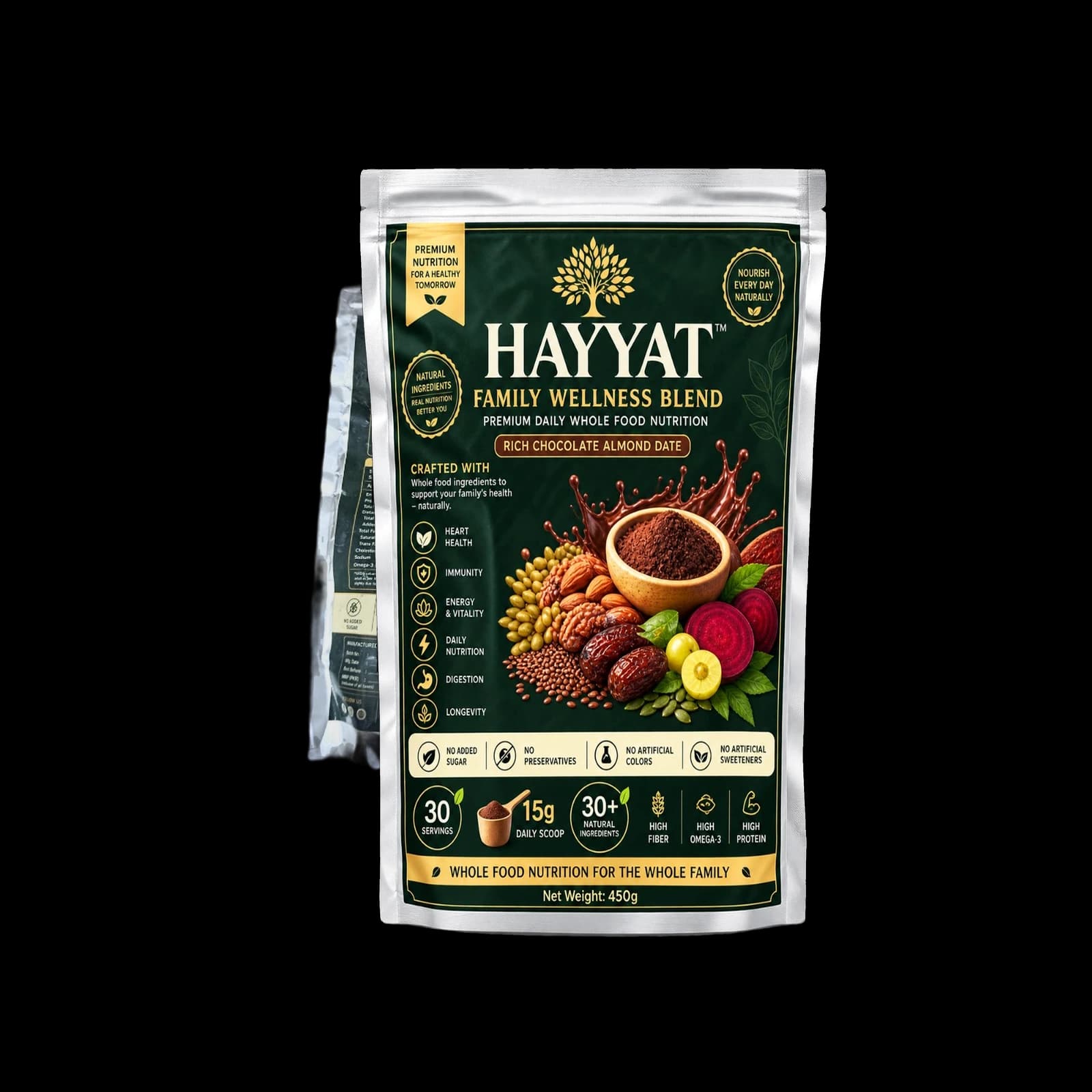 HAYYAT Family Wellness Blend — front and back of pack